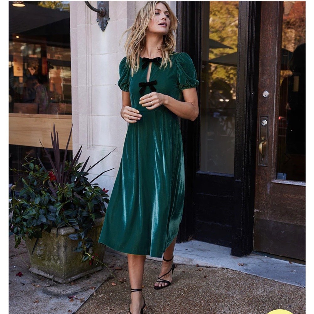 Summersault velvet bow midi dress